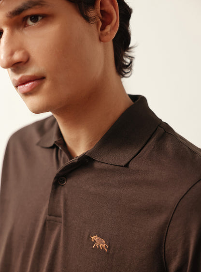 Cocoa Brown Cotton Polo