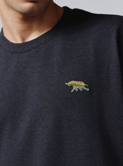 Navy Jaguar Cotton Lycra Pique Crew