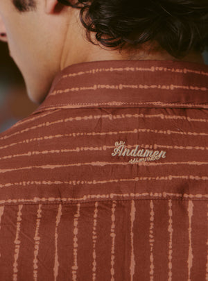 Boulevardier Rust Cotton Tencel Print Shirt