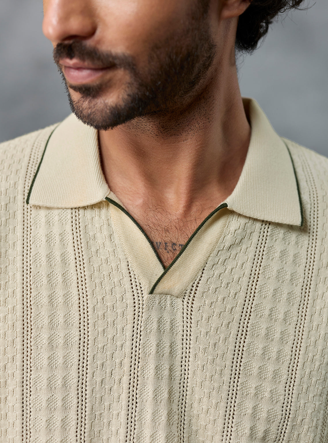 Replay Off-White Textured Cotton Polo