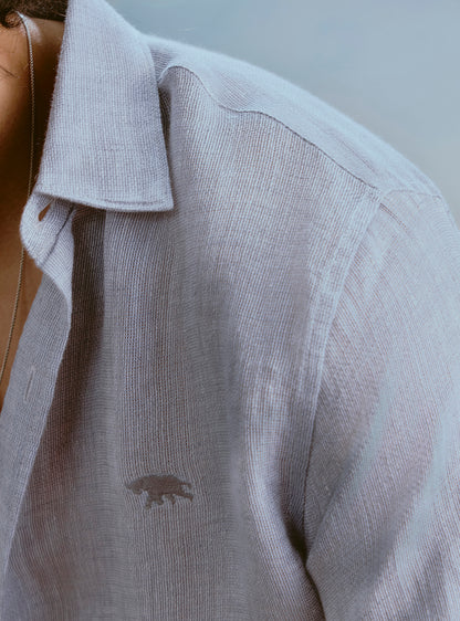 Harbour Blue Linen Dobby Shirt