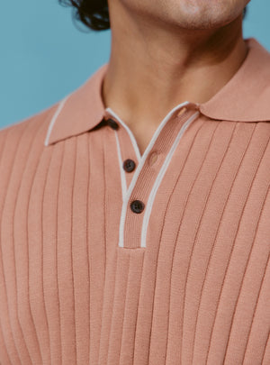 Manhatten Brown Cotton Rib Polo