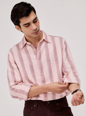 Garnet Red Cotton Dobby Shirt