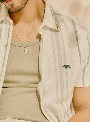 Paphos Beige Cotton Stripe Shirt