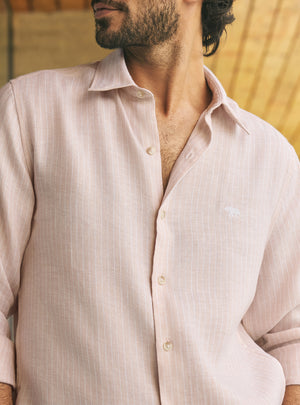 Blush Pink Stripe Linen Tencel Shirt