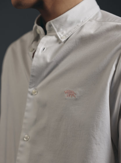 Cloud White Cotton Twill Shirt