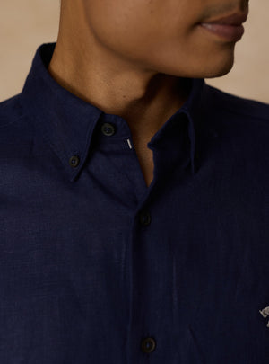 Midnight Navy European Linen Shirt