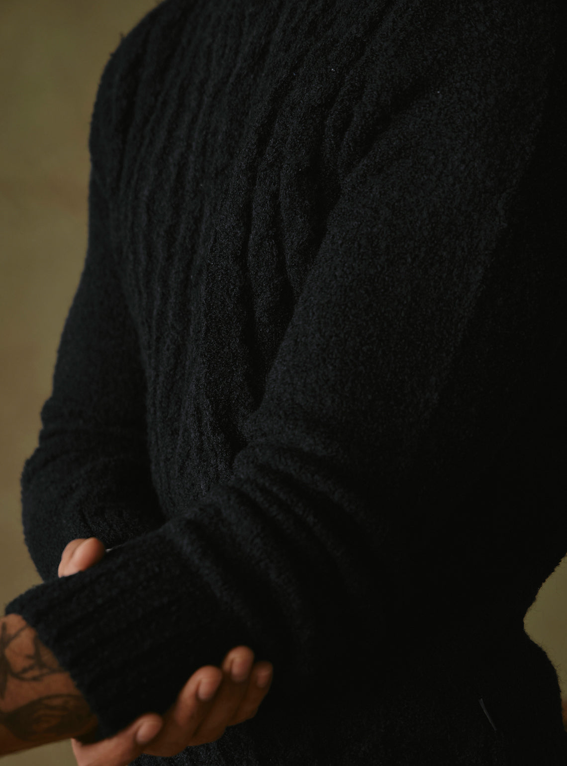 Onyx Black Cable Pullover