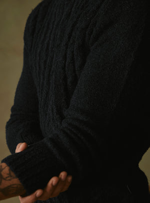Onyx Black Cable Pullover