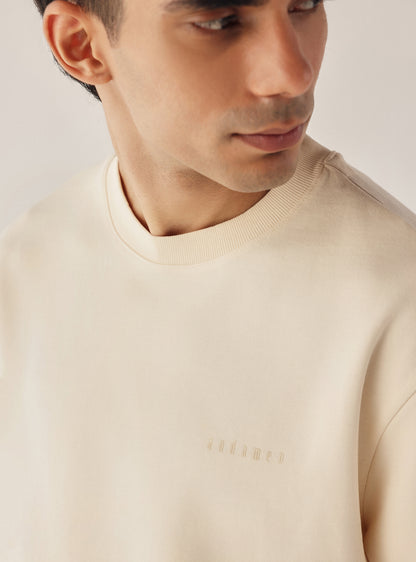Vanilla White Cotton Blend Crew