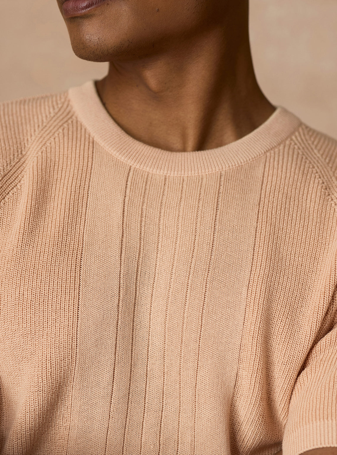Dune Beige Cotton Textured Crewneck