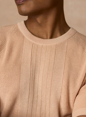 Dune Beige Cotton Textured Crewneck