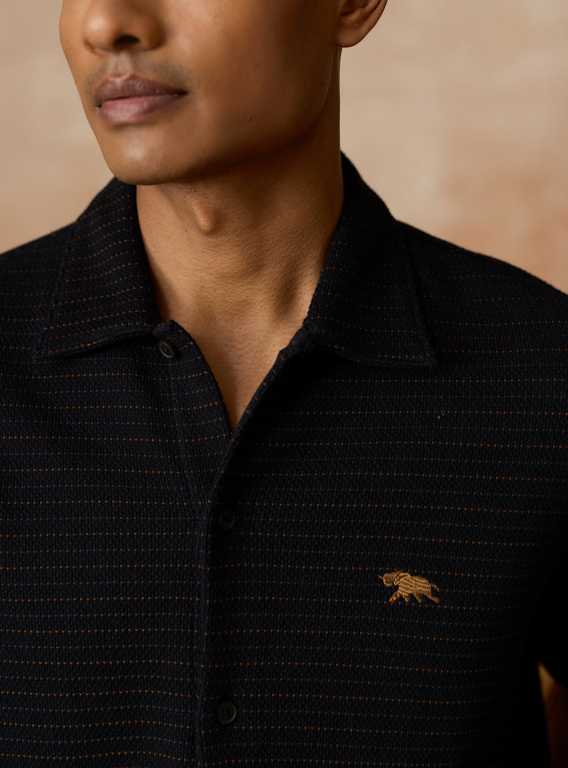 Noir Black Cotton Knit Shirt
