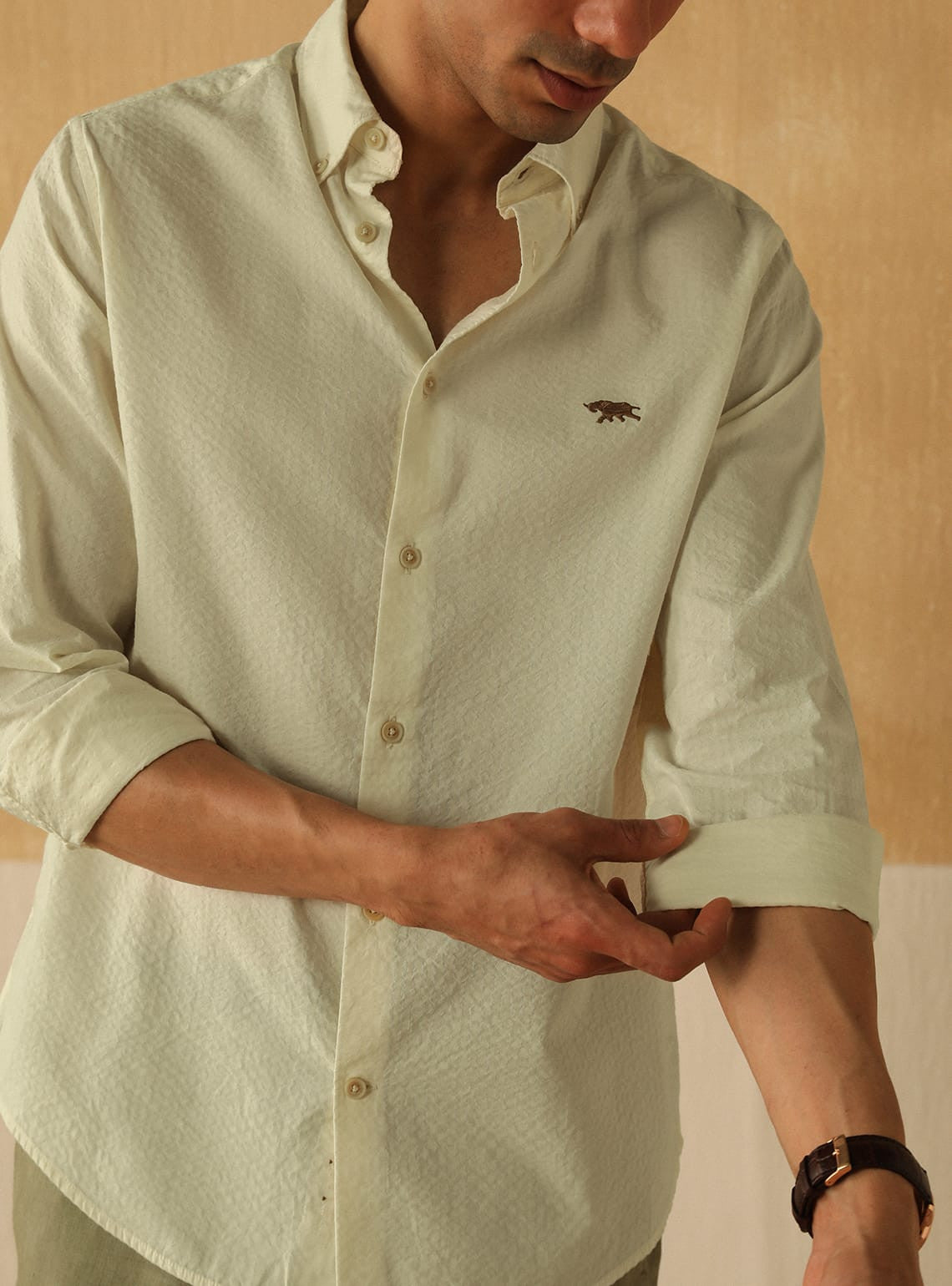 Tallow White Seersucker Shirt