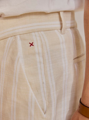 Latte Stripe Cotton Flex Shorts