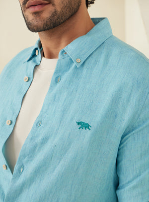 Azure European Linen Shirt