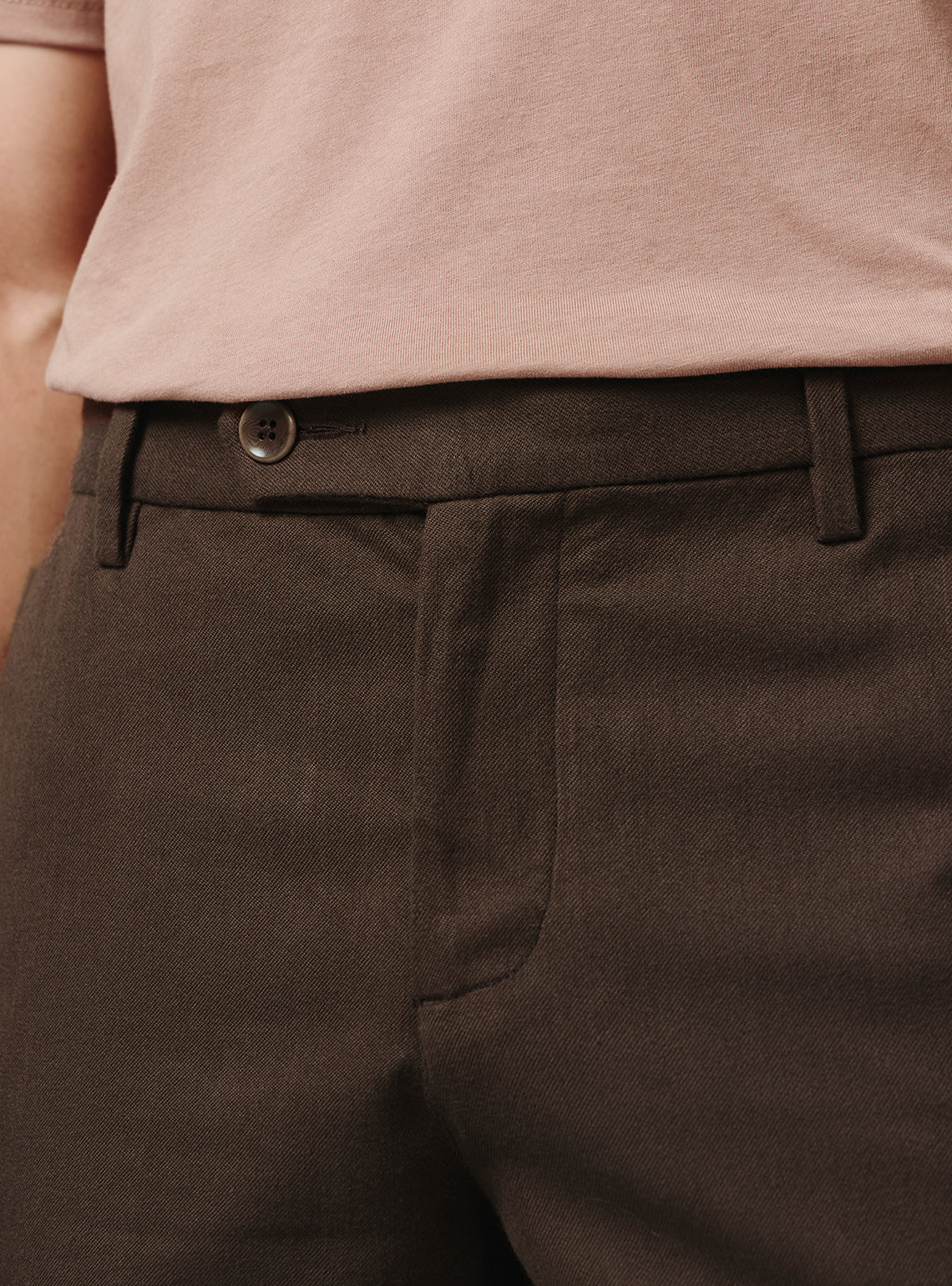 Dark Brown Cotton Melange Trousers