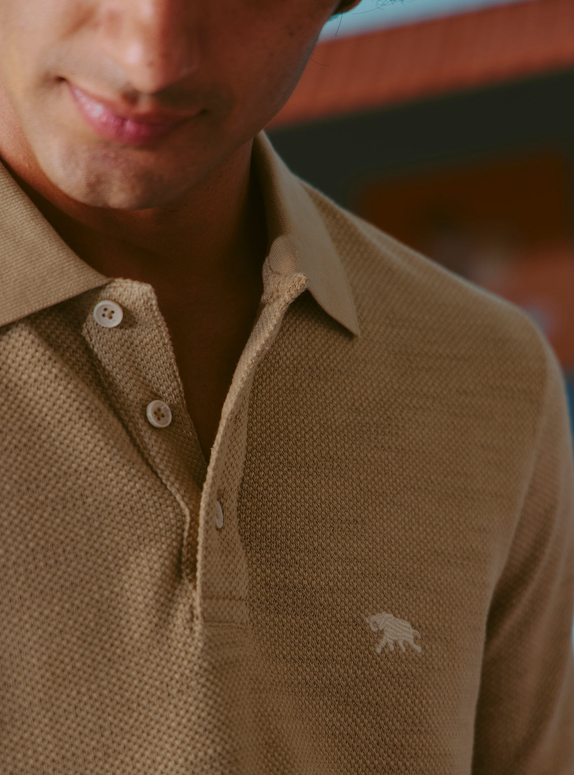 Bamboo Khaki Cotton Pique Polo
