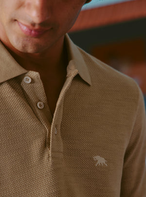 Bamboo Khaki Cotton Pique Polo