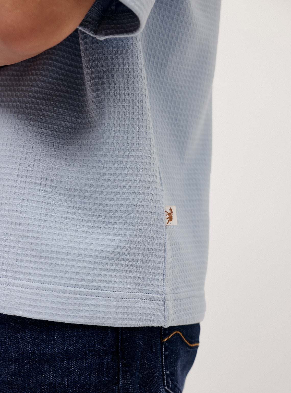 Sky Blue Cotton Jacquard Crew