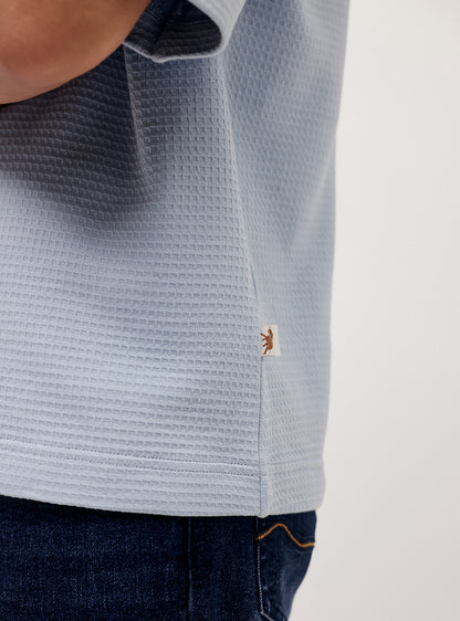 Sky Blue Cotton Jacquard Crew