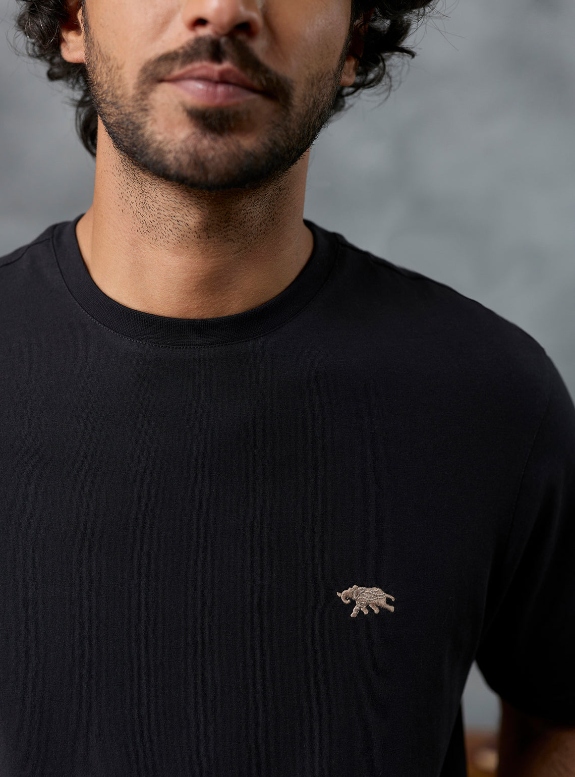 Checkmate Black Cotton Blend Crewneck