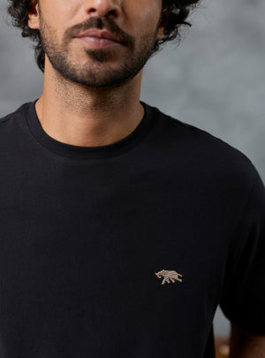 Checkmate Black Cotton Blend Crewneck