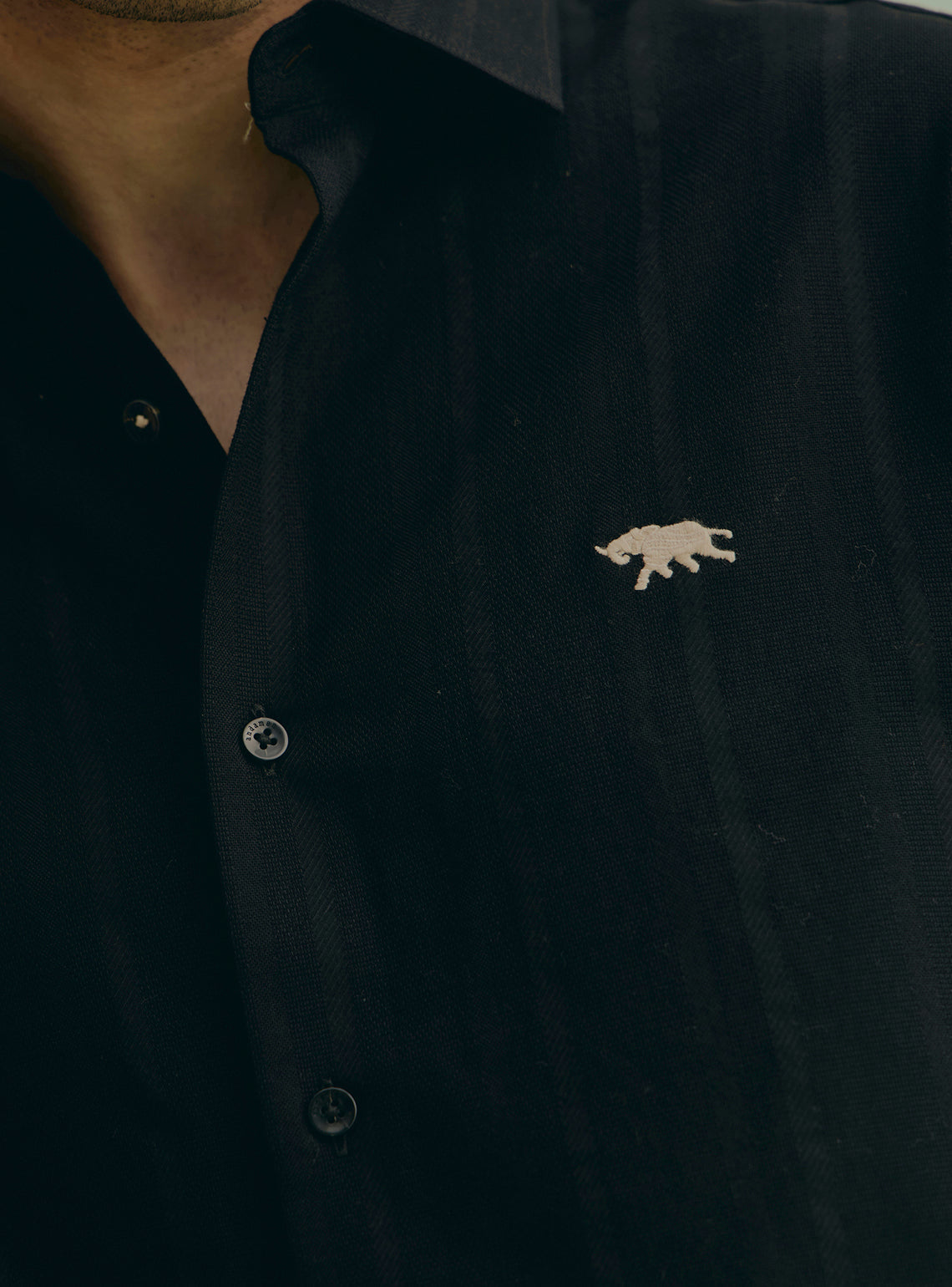 Peppercorn Black Cotton Dobby Shirt