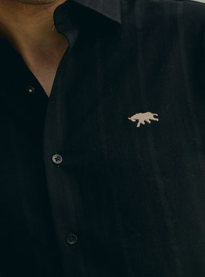 Peppercorn Black Cotton Dobby Shirt