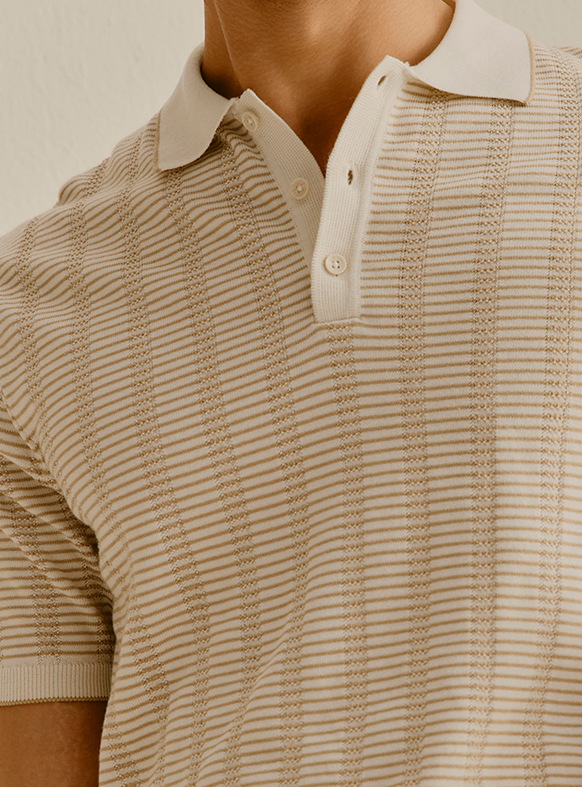 Mykonos Off-White Cotton Knit Polo
