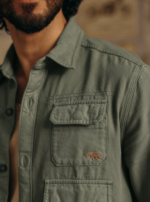Lunar Olive Cotton Canvas Overshirt