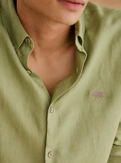 Avocado Green Linen Shirt