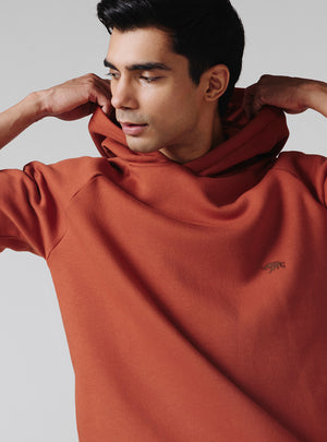 Terracotta Rust Cotton Blend Hoodie