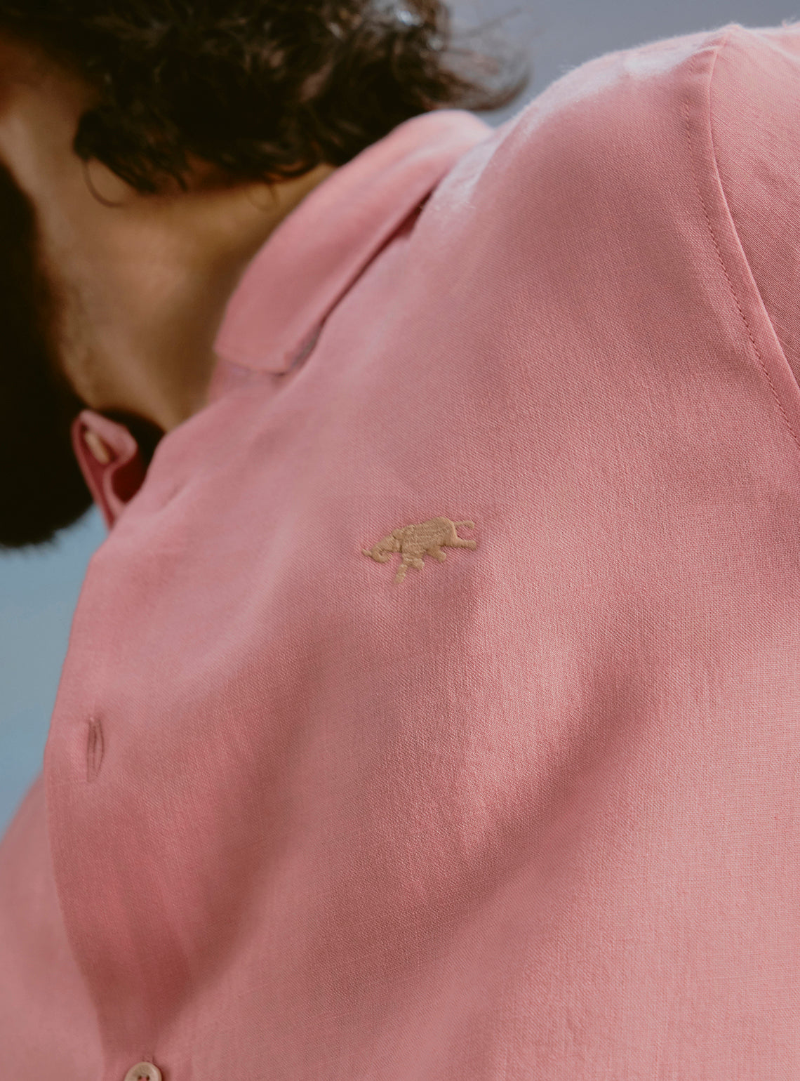 Coral Pink Linen Shirt