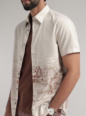 Grey Country Print Shirt