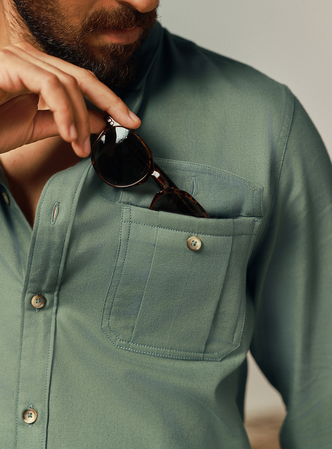 Wilderness Green Cotton Twill Shirt