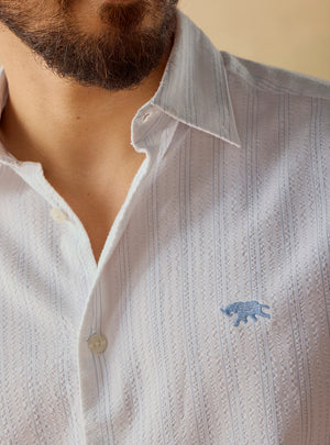Burmuda Stripe Cotton Seersucker Shirt