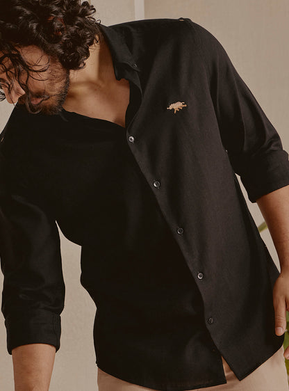 Deep Black Linen Shirt