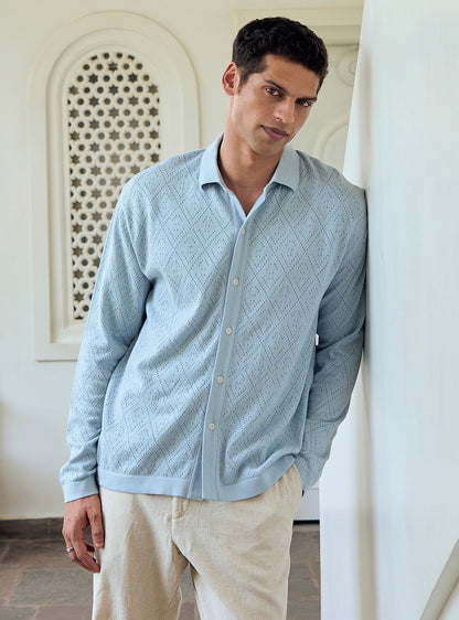 Sail Blue Cotton Pointelle Shirt