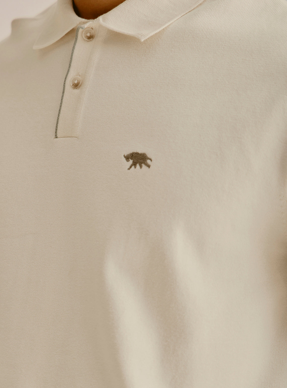 Crete Off-White Cotton Knit Polo