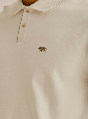 Crete Off-White Cotton Knit Polo