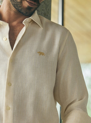 Mesa Beige Stripe Linen Tencel Shirt
