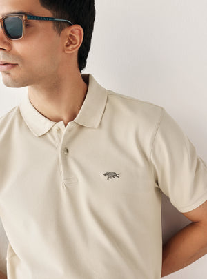 Soft Khaki Cotton Stretch Polo