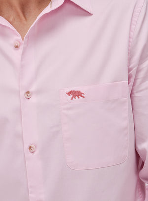 Salmon Pink Cotton Twill Shirt