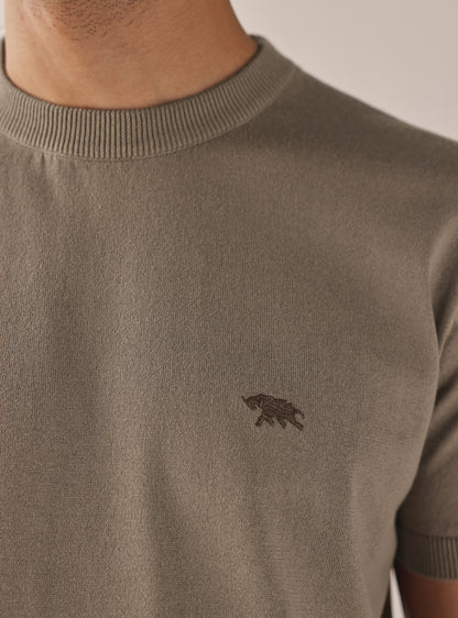 Ash Brown Cotton Crew