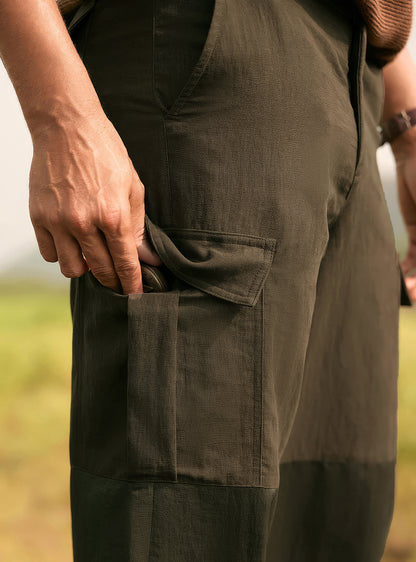 Moss Brown Cotton Blend Cargo