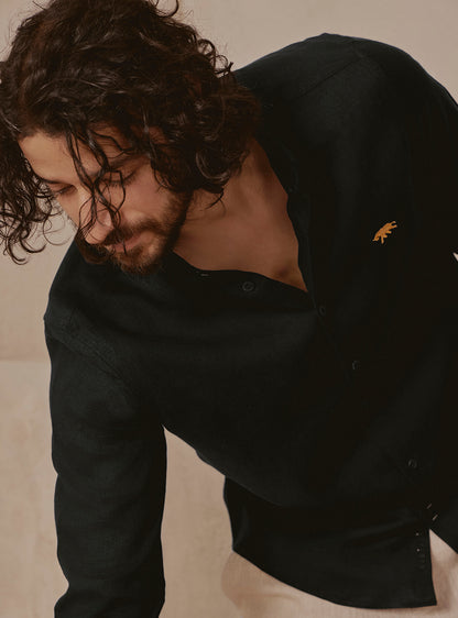 Noir Black Linen Shirt
