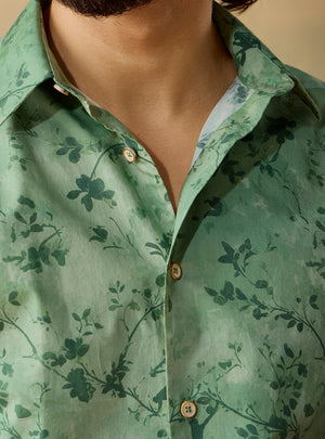 Forest Glade Cotton Poplin Print Shirt