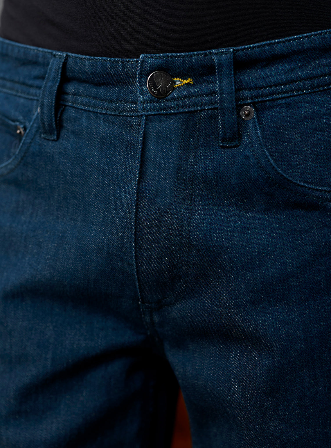Rich Navy Cotton Blend Denim Jeans
