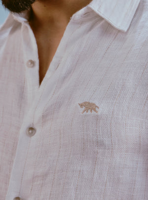 Foam White Linen Stripe Shirt